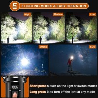 Flashlights High Lumens Sunitact Flashlight Led Rechargeable 980000 Lumens Xhm902 Super Bright Flashlight Flash Light Batter