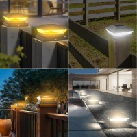 Tsun Solar Post Cap Light Outdoor Post Cap Light Fit 4X4 5X5 6X6 Woodenvinyl Post Fence Post Cap Light 6000K3000K Solar Deck