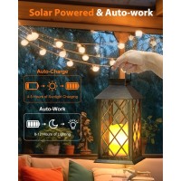 Otdair Solar Lanterns Outdoor Waterproof 2 Pack Solar Lantern With Glass Retro Led Flickering Flameless Candle Lanterns Decorat