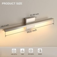 Modern Bathroom Light Fixtures Over Mirror 20 Inch 18W Brushed Nickel Vanity Light Bar For Bathroom Wall Sconce 3000K