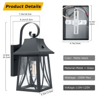 Dusk To Dawn Outdoor Wall Light Fixtures, Exterior Waterproof Lanterns Wall Mount Sensor Porch Lights, Anti-Rust Exterior Wall Sconce Lighting Lamp For Patio Front Door Entryway Garage, 2-Pack