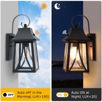 Dusk To Dawn Outdoor Wall Light Fixtures, Exterior Waterproof Lanterns Wall Mount Sensor Porch Lights, Anti-Rust Exterior Wall Sconce Lighting Lamp For Patio Front Door Entryway Garage, 2-Pack