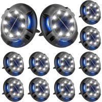 Fohil 12 Pack Solar Ground Lights Outdoor12 Leds Solar Disk Lights Waterproof Inground Lights For Pathway Lawn Yard Patio Walk