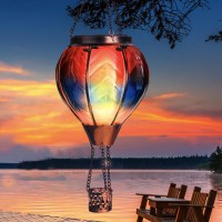 Vestcdf Hot Air Balloon Solar Lantern With Flickering Flame Light Hanging Solar Lights Outdoor Waterproof For Garden Yard Patio