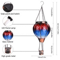 Vestcdf Hot Air Balloon Solar Lantern With Flickering Flame Light Hanging Solar Lights Outdoor Waterproof For Garden Yard Patio