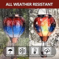 Vestcdf Hot Air Balloon Solar Lantern With Flickering Flame Light Hanging Solar Lights Outdoor Waterproof For Garden Yard Patio