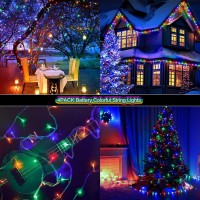 4 Pack Multicolor Battery Operated String Lights Outdoor 16.5Ft 50Led Battery Timer String Lights Rgby Clear Wire Christmas Tree Lights With 8 Modes Indoor Decorations For Yard Patio Window Tree