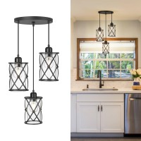 Osimir Black Dining Room Chandelier Light Fixtures 3Light Pendant Lighting With Clear Glass Modern Kitchen Island Cluster Han