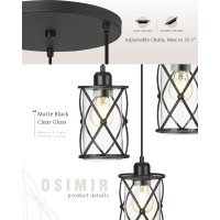 Osimir Black Dining Room Chandelier Light Fixtures 3Light Pendant Lighting With Clear Glass Modern Kitchen Island Cluster Han