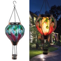 Hot Air Balloon Solar Hanging Lanternhummingbird Flickering Flame Solar Lantern Outdoor Garden Decorative Waterproof Solar Ligh