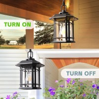 Wjshome Outdoor Pendant Lights For Porch, With Dusk To Dawn Sensor, Farmhouse Outdoor Ceiling Light Fixture, Black Thickened Waterproof Glass Outdoor Chandelier, For Front Porch, Entryway, Farmhouse