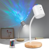 Kiandqu Double Side Lighting Projection Lamp With 3D Ocean Wave Lamp 3 Colors Dimmable Bright Table Lamp Adjustable Gooseneck