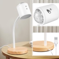 Kiandqu Double Side Lighting Projection Lamp With 3D Ocean Wave Lamp 3 Colors Dimmable Bright Table Lamp Adjustable Gooseneck