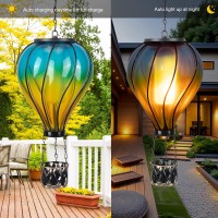 Hot Air Balloon Hanging Solar Lantern Lights Flickering Flame Solar Lantern Outdoor Garden Decorative Metal Glass Waterproof L