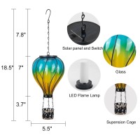 Hot Air Balloon Hanging Solar Lantern Lights Flickering Flame Solar Lantern Outdoor Garden Decorative Metal Glass Waterproof L