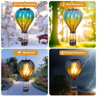 Hot Air Balloon Hanging Solar Lantern Lights Flickering Flame Solar Lantern Outdoor Garden Decorative Metal Glass Waterproof L