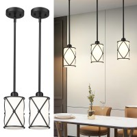 Osimir Glass Pendant Lights Kitchen Island 2 Pack Modern Black Pendant Light Fixtures With Frosted Glass And Rod Mid Century C