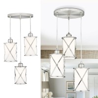 Osimir Brushed Nickel Dining Room Chandelier Light Fixture 3Light Pendant Lighting With Frosted Glass Modern Kitchen Island C