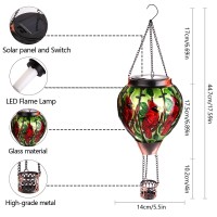 Hot Air Balloon Solar Lantern Waterproof Solar Lanterns With Flickering Flame Lights Metal Glass Waterproof Lanterns Outdoor