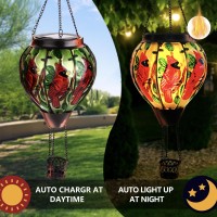 Hot Air Balloon Solar Lantern Waterproof Solar Lanterns With Flickering Flame Lights Metal Glass Waterproof Lanterns Outdoor