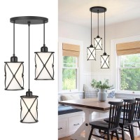 Osimir 3Light Dining Room Chandelier Light Fixtures Black Pendant Lighting With Frosted Glass Modern Kitchen Island Cluster H