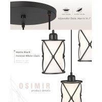 Osimir 3Light Dining Room Chandelier Light Fixtures Black Pendant Lighting With Frosted Glass Modern Kitchen Island Cluster H