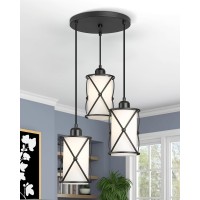 Osimir 3Light Dining Room Chandelier Light Fixtures Black Pendant Lighting With Frosted Glass Modern Kitchen Island Cluster H