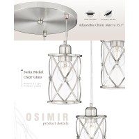 Osimir Brushed Nickel Dining Room Chandelier Light Fixture 3Light Pendant Lighting With Clear Glass Modern Kitchen Island Clu