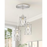 Osimir Brushed Nickel Dining Room Chandelier Light Fixture 3Light Pendant Lighting With Clear Glass Modern Kitchen Island Clu