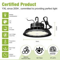 Yxl 100W 6 Pack Super Bright High Bay Led Lights Ufo High Bay Led Shop Lights 15000Lm 5000K 010V Dimmable Us Plug 5 Cable 1