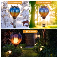 Vestcdf Hot Air Balloon Solar Lantern Flickering Flame Hanging Garden Light Solar Flame Lights Outdoor Waterproof For Patio Pa