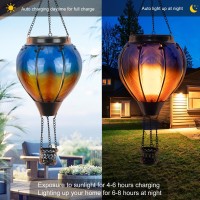 Vestcdf Hot Air Balloon Solar Lantern Flickering Flame Hanging Garden Light Solar Flame Lights Outdoor Waterproof For Patio Pa