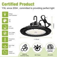 Yxl 150W 6 Packs Super Bright High Bay Led Lights Ufo High Bay Led Shop Lights 22500Lm 5000K 010V Dimmable Us Plug 5 Cable