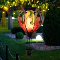 Vestcdf Hot Air Balloon Solar Lantern With Flickering Flame Light Hummingbird Hanging Solar Lights Outdoor Waterproof For Garde