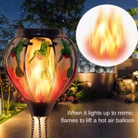 Vestcdf Hot Air Balloon Solar Lantern With Flickering Flame Light Hummingbird Hanging Solar Lights Outdoor Waterproof For Garde