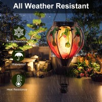 Vestcdf Hot Air Balloon Solar Lantern With Flickering Flame Light Hummingbird Hanging Solar Lights Outdoor Waterproof For Garde