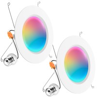 Sunco 2 Pack Led Recessed 6 Inch Smart Rgbw Color Changing Can Lights High Brightness 1200 Lm 14W Retrofit Installation Com