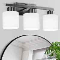 Rocunsi 3Light Bathroom Vanity Light Fixture Over Mirror Matte Black Bathroom Light Fixtures Wall Sconces Lighting For Bedroo