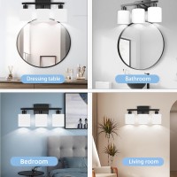 Rocunsi 3Light Bathroom Vanity Light Fixture Over Mirror Matte Black Bathroom Light Fixtures Wall Sconces Lighting For Bedroo