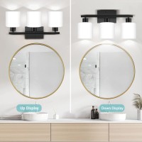 Rocunsi 3Light Bathroom Vanity Light Fixture Over Mirror Matte Black Bathroom Light Fixtures Wall Sconces Lighting For Bedroo