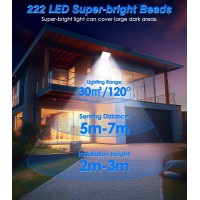 Moko Motion Sensor Outdoor Lights 222 Led Super Bright Solar Lights Outdoor With Remote Control 164 Ft Cable 3000Mah Waterp