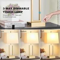 Rinweey Touch Control Table Lamps Set Of 2 Modern Gold Bedside Lamps With Usb Ac Ports Ac Outlet 3 Way Dimmable Contemporar