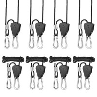 Simple Deluxe 4 Pairs 18 Inch Adjustable Heavy Duty Rope Hanger Reinforced Metal Internal Gears Ratchets For Grow Light 8Ft Lo