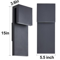 Tarentlight Modern Led Outdoor Wall Sconce 2-Light 17W Integrated Led Outdoor Wall Mount,Anti Rust Textured Black Suit For Wet Locations And Easily Installed In Any Direction.Bulb Included.