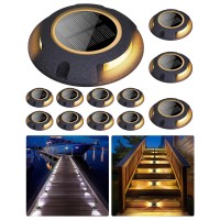 Fabstyl Solar Dock Lights Walkway Decorative Lights Waterproof 12 Pack 2 Colors In 1 Doublesided Led Solar Driveway Lights So