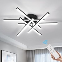 Caneoe Sputnik Modern Led Ceiling Light 50W Led Dimmable With Remote Control Ceiling Light Fixture Black Flush Mount Chandelier