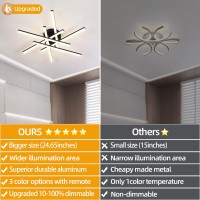 Caneoe Sputnik Modern Led Ceiling Light 50W Led Dimmable With Remote Control Ceiling Light Fixture Black Flush Mount Chandelier