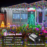 66Ft Christmas Lights Outdoor 200 Led Tree Lights Connectable Plug In 8 Modes Outside Twinkle String Lights Waterproof For Hous