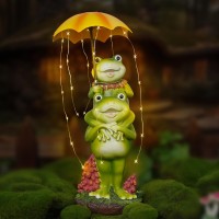 Mininova Frogs Outdoor Decor Solar Garden Statue With Umbrella String Lights Waterproof Cute Animal Sculpture For Yard Patio Law