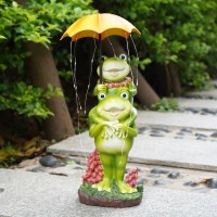 Mininova Frogs Outdoor Decor Solar Garden Statue With Umbrella String Lights Waterproof Cute Animal Sculpture For Yard Patio Law